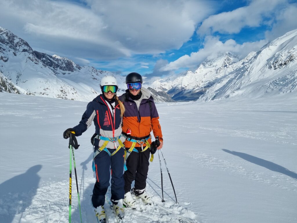 Skiing on the Tasman Glacier